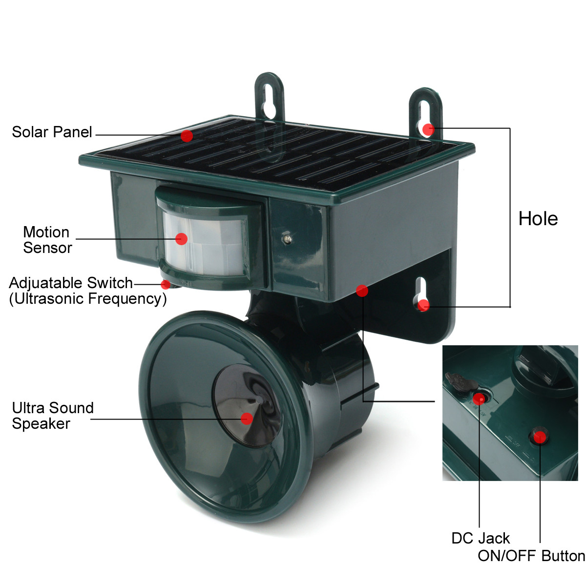 Ultrasonic Bird Repeller Solar Powered