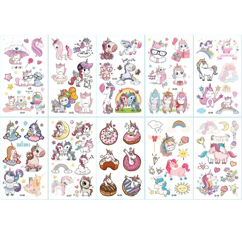 Cartoon Kids Temporary Tattoos (10 Sheets)