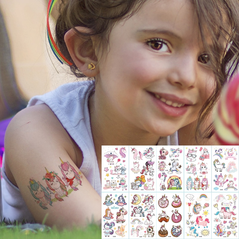 Cartoon Kids Temporary Tattoos (10 Sheets)