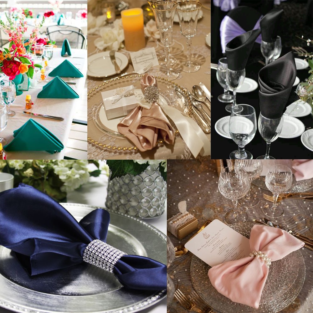 50pcs Cloth Table Napkin Satin Fabric