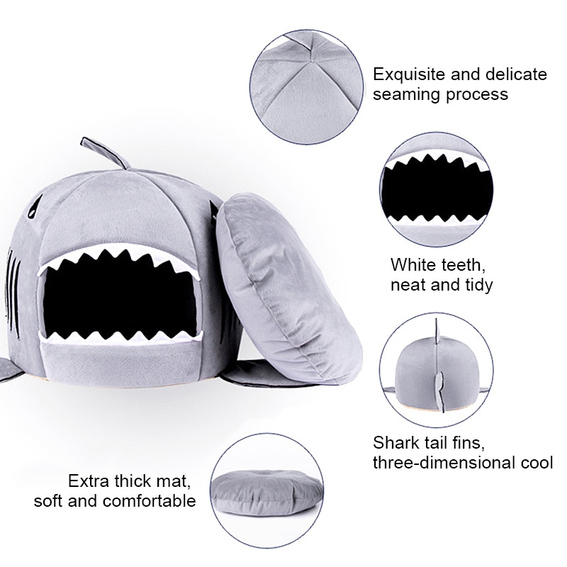 Cute Cat Bed Shark Cat Cushion