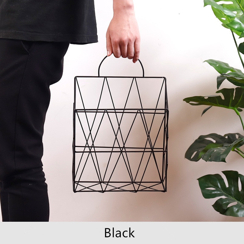 Wall Magazine Rack Metal Basket