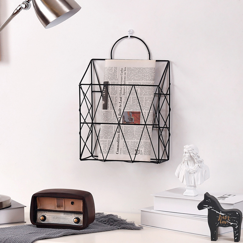 Wall Magazine Rack Metal Basket