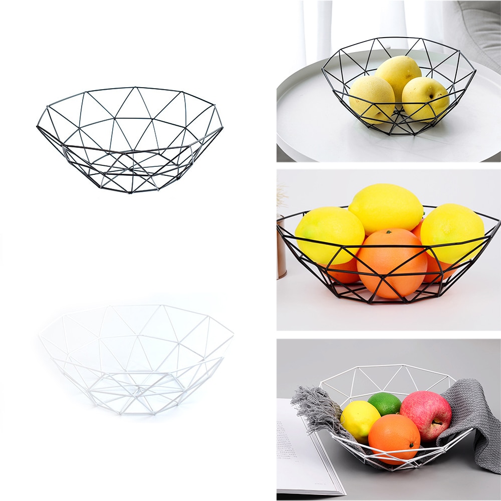 Metal Fruit Basket Geometric Style