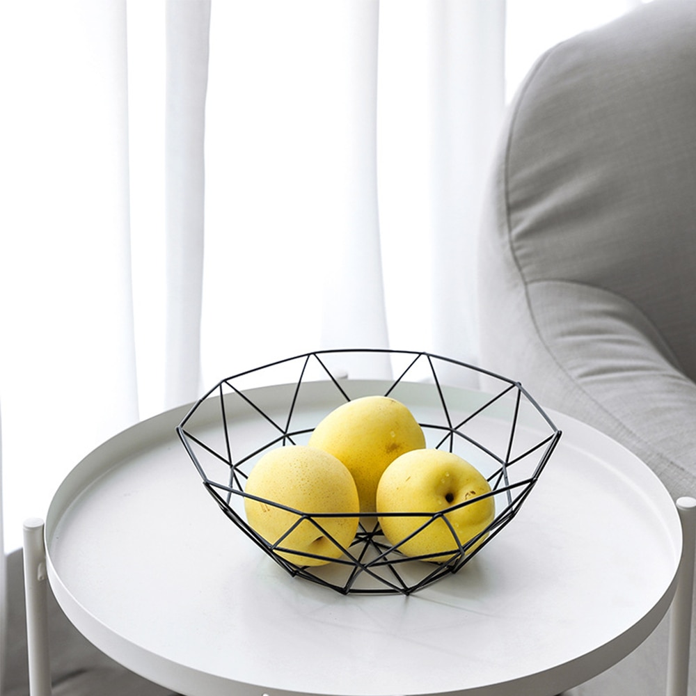 Metal Fruit Basket Geometric Style