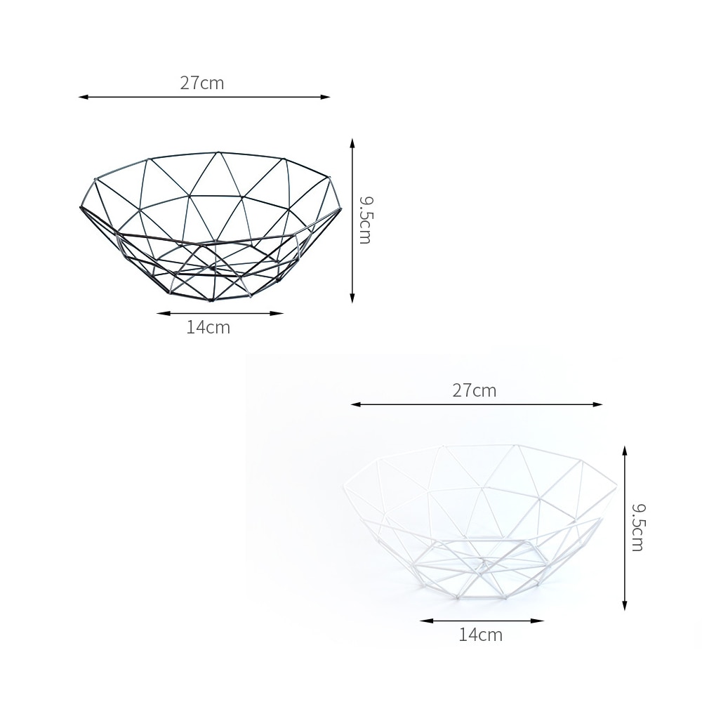 Metal Fruit Basket Geometric Style