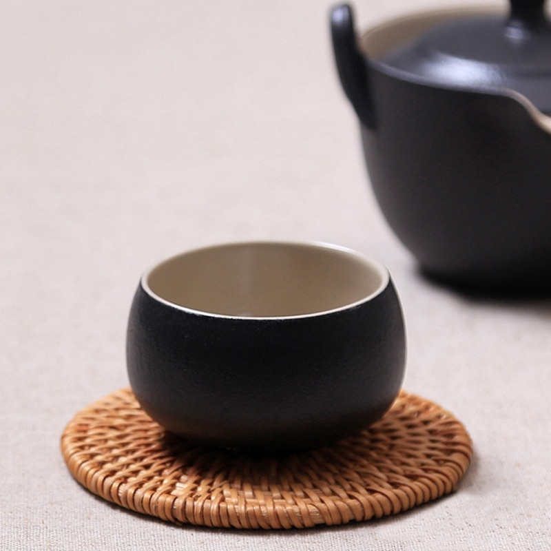 Rattan Coasters with Holder Set (6pcs)