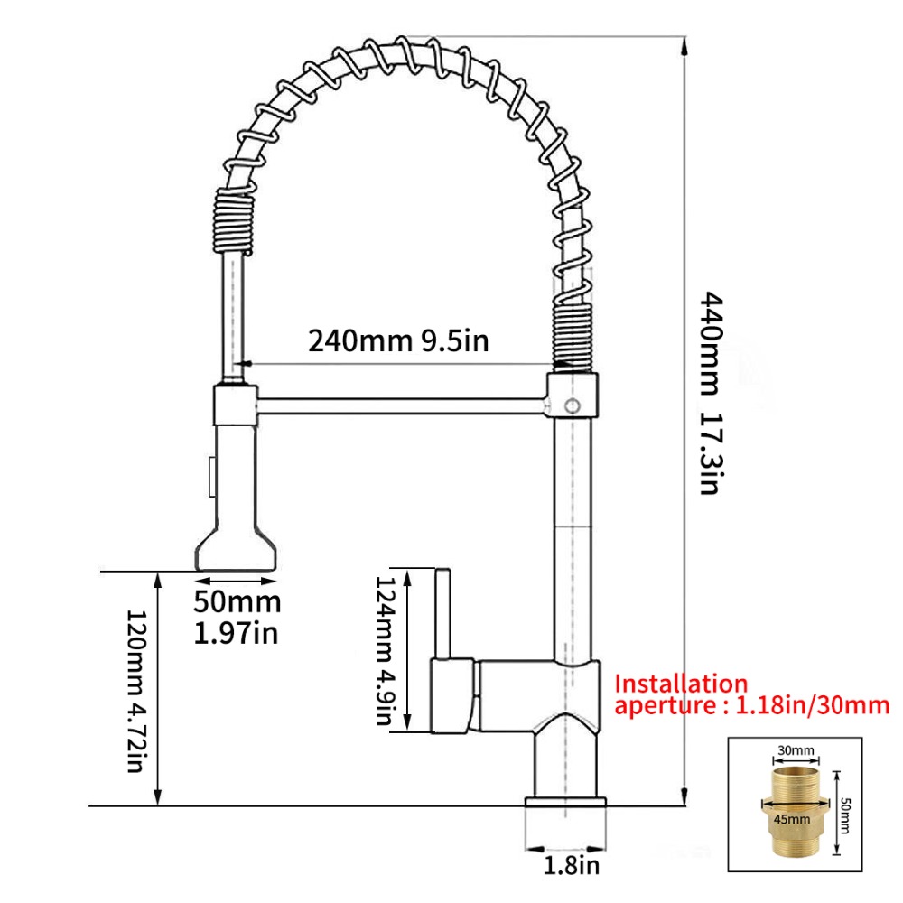 Brass Kitchen Faucet Water Spout