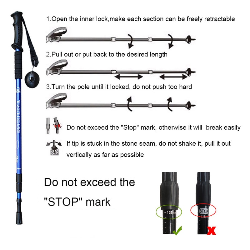 Trekking Sticks Retractable Poles (2pcs)