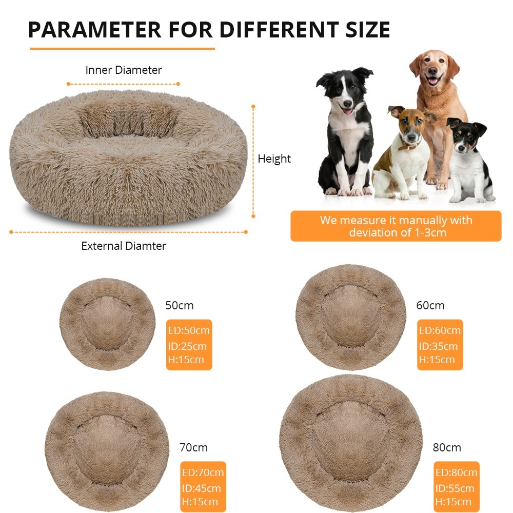 Round Fluffy Dog Bed With Cotton Filling