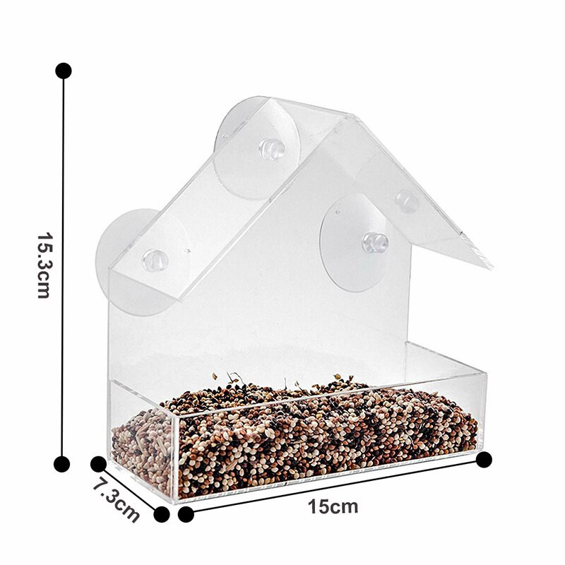 Clear Birdhouse Window Shelter Feeder