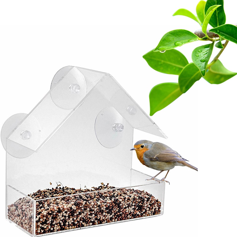 Clear Birdhouse Window Shelter Feeder