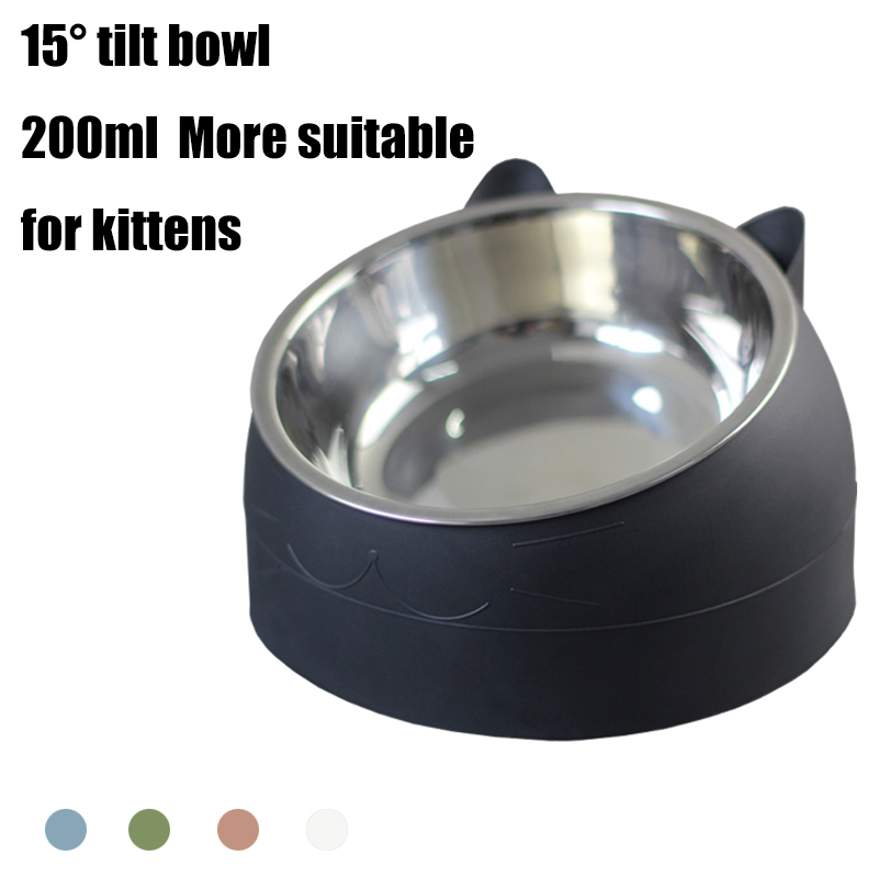 Tilted Cat Bowl Stainless Steel Feeder