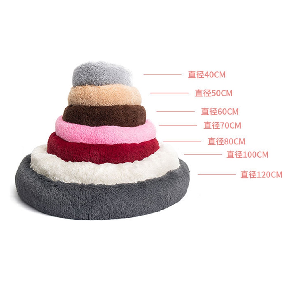 Round Dog Bed Plush Cushion Pet Bed