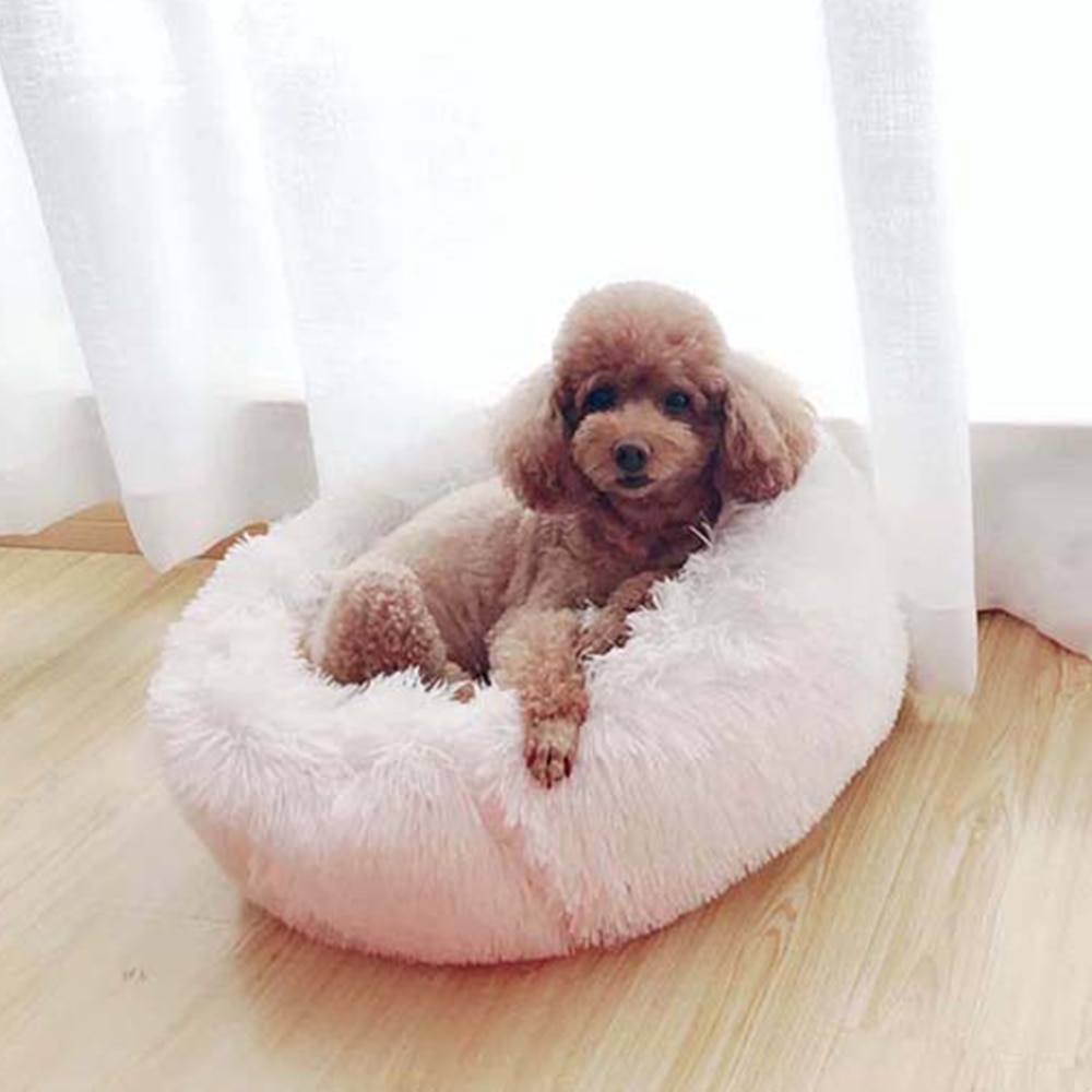 Round Dog Bed Plush Cushion Pet Bed