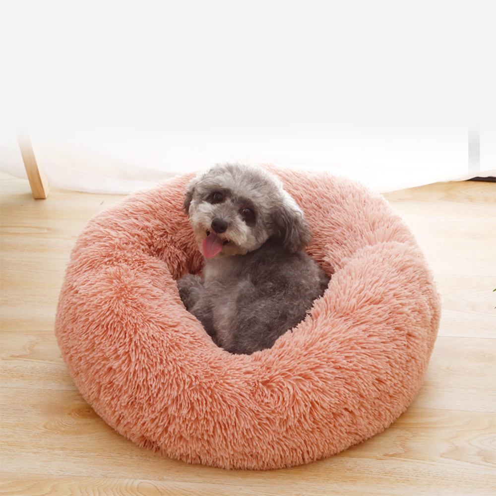 Round Dog Bed Plush Cushion Pet Bed