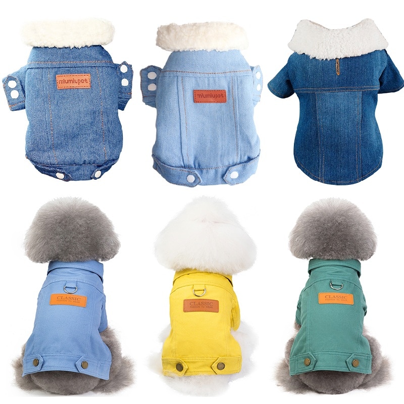 Dog Denim Jacket Winter Outerwear