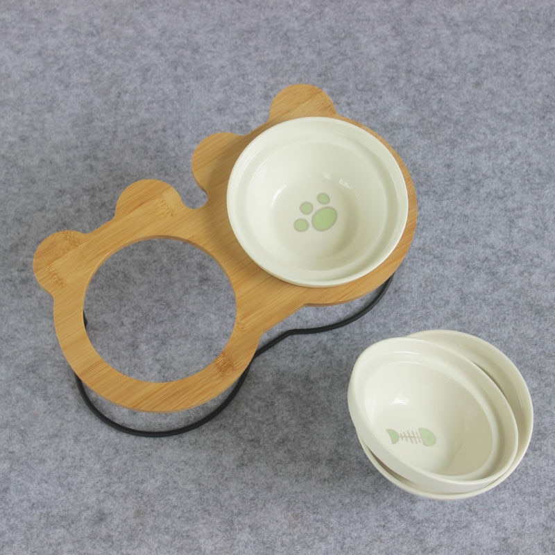 Ceramic Pet Bowl Feeder Stand