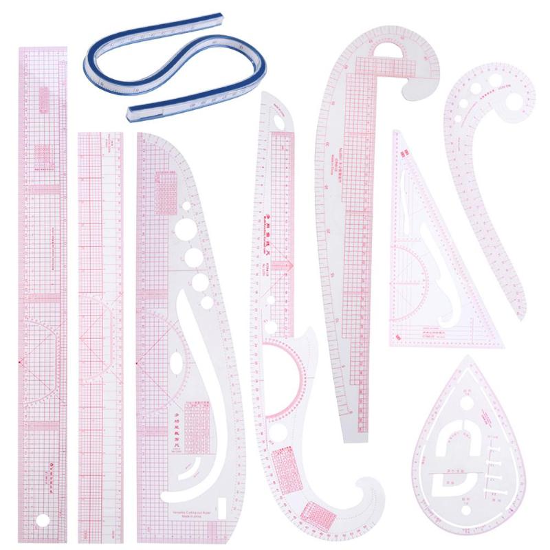 Sewing Ruler 9PC Plastic Set