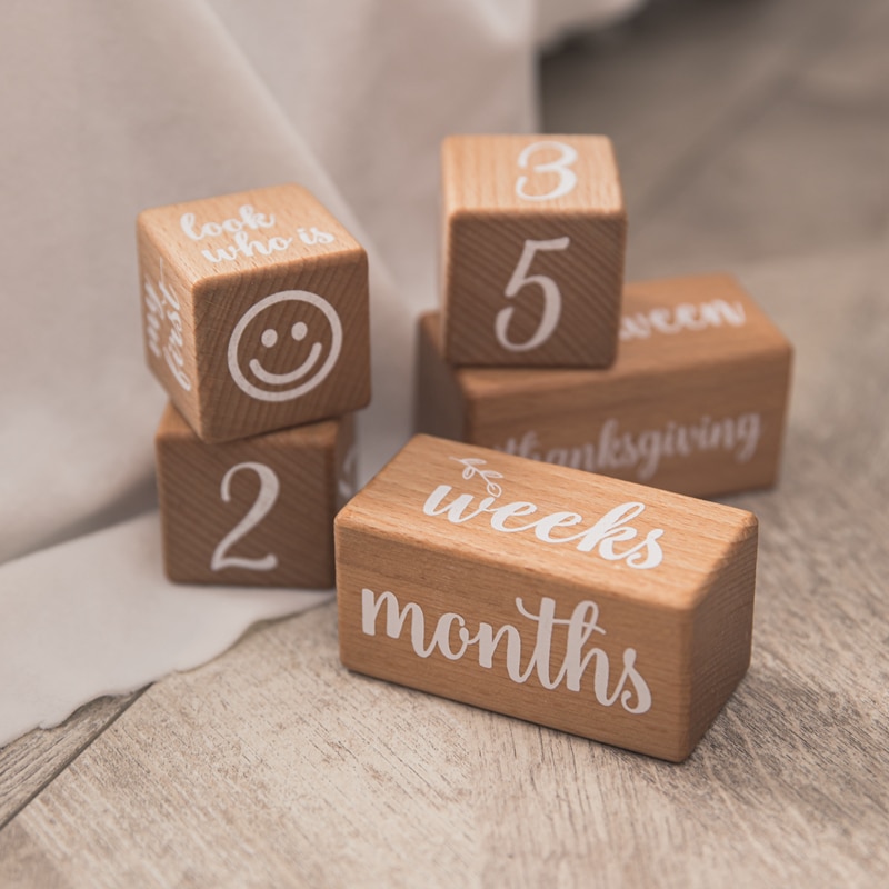 Wooden Baby Milestone Blocks (6 pcs)