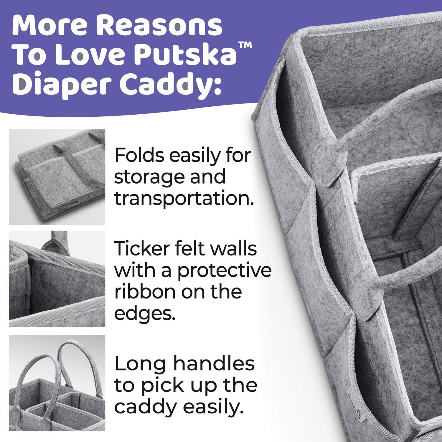 Diaper Caddy Basket Felt Storage Bag