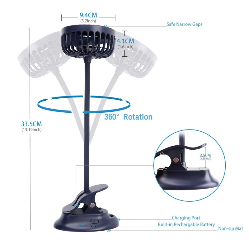 Clip On Stroller Fan Rechargeable Cooler