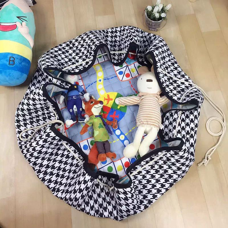 Kids Floor Mat Round Storage Toy Bag