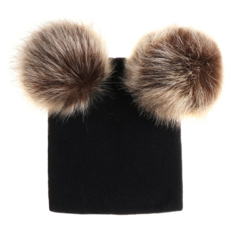 Double Pom Pom Beanie Hat For Kids