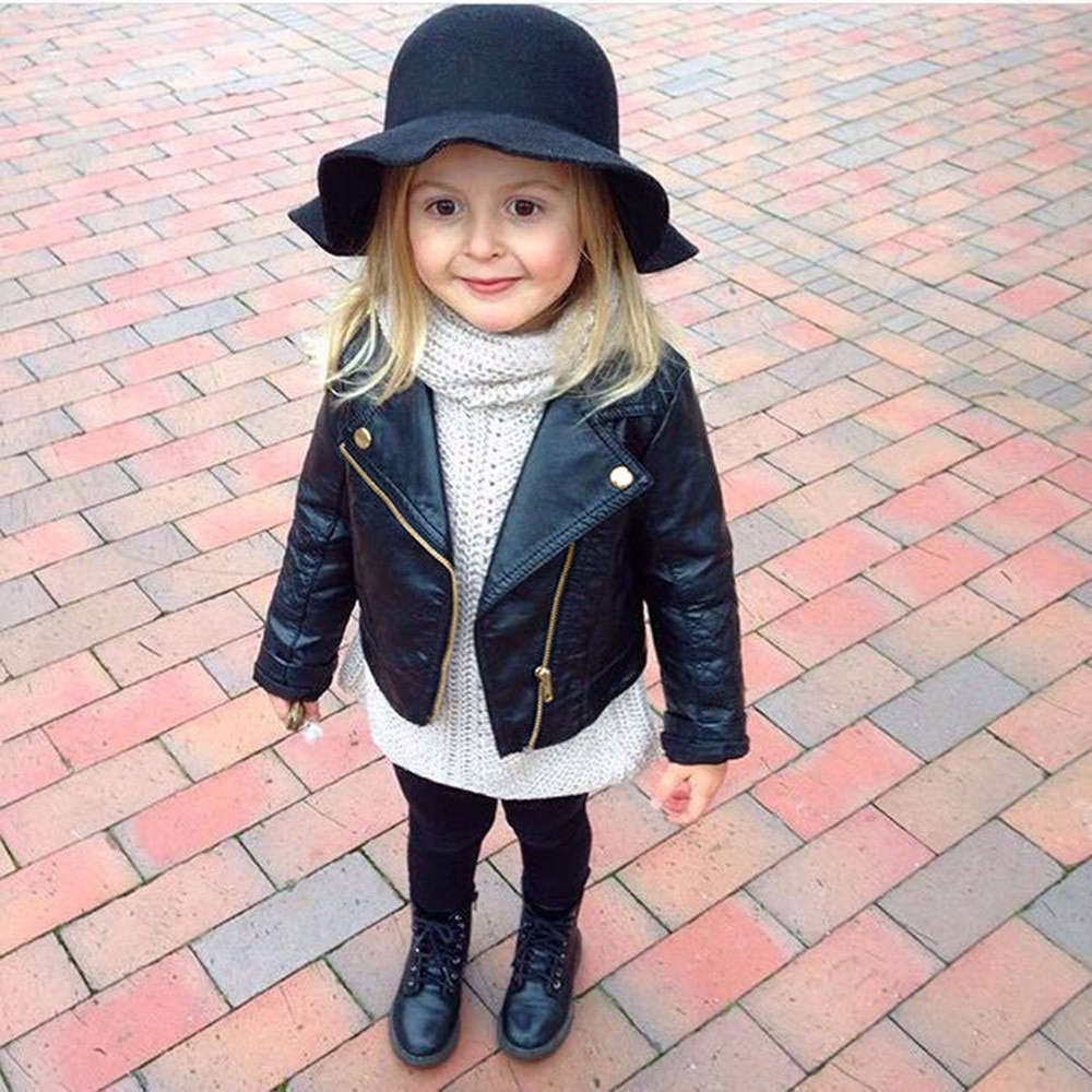 Kids Leather Jacket Children Coat