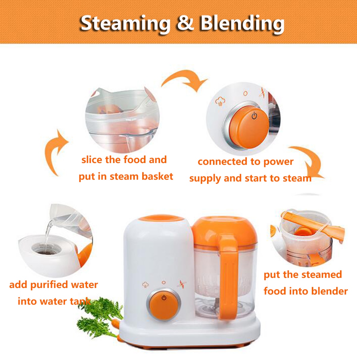 Baby Food Blender Electric Steamer