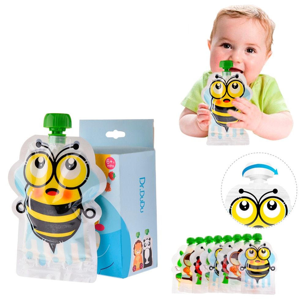 8pcs Baby Food Pouches Reusable Bags