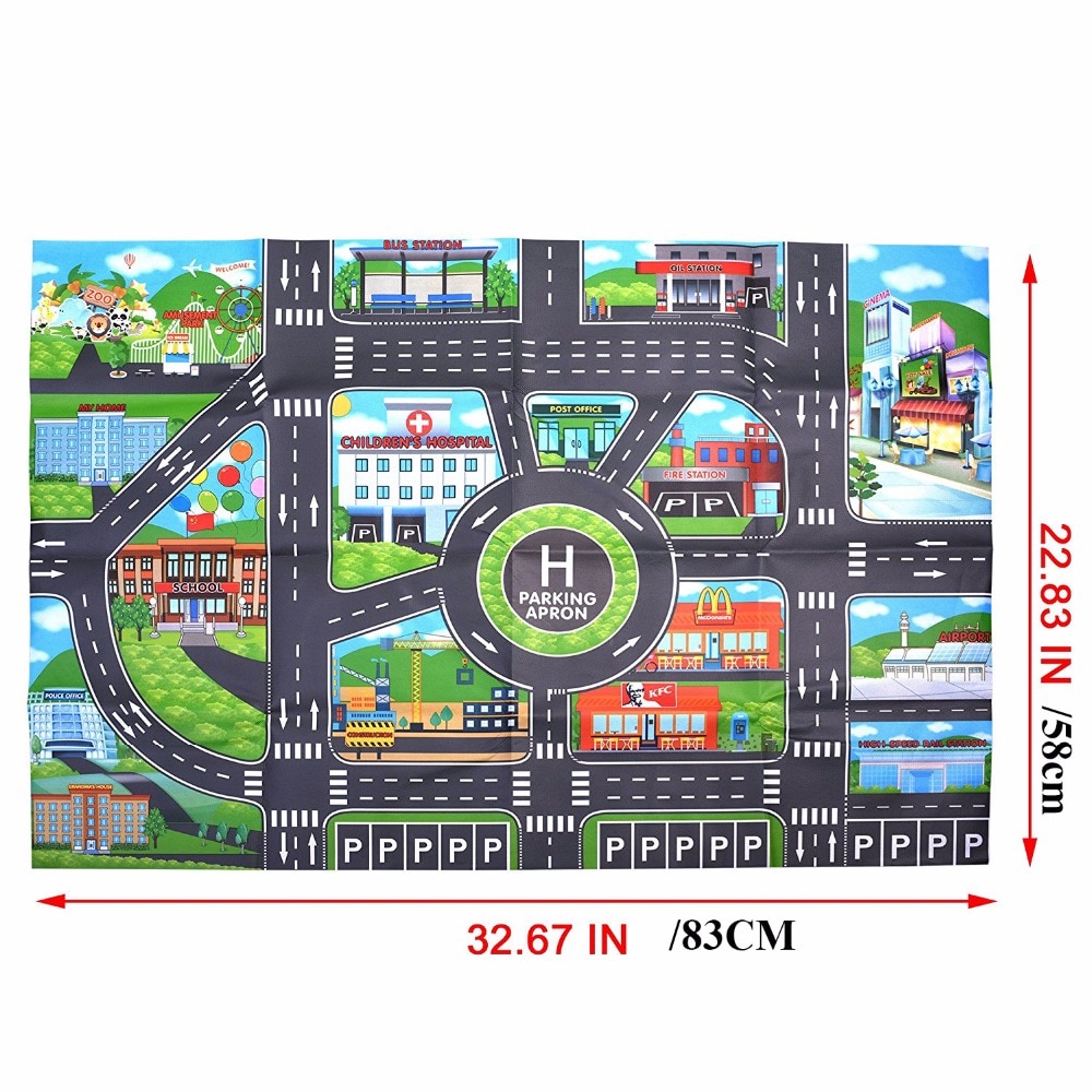 Car Play Mat Parking Road Map