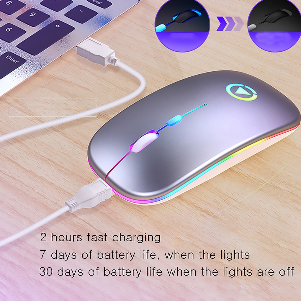 Wireless Rechargeable Mouse With LED Light