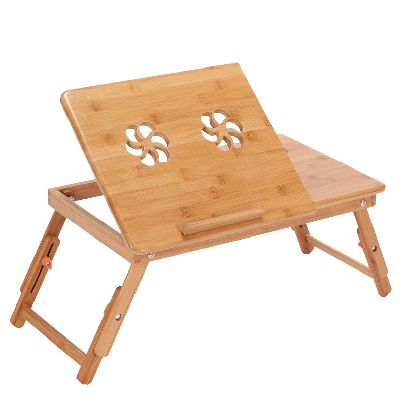 Wood Laptop Table Foldable Desk with Cooling Fan