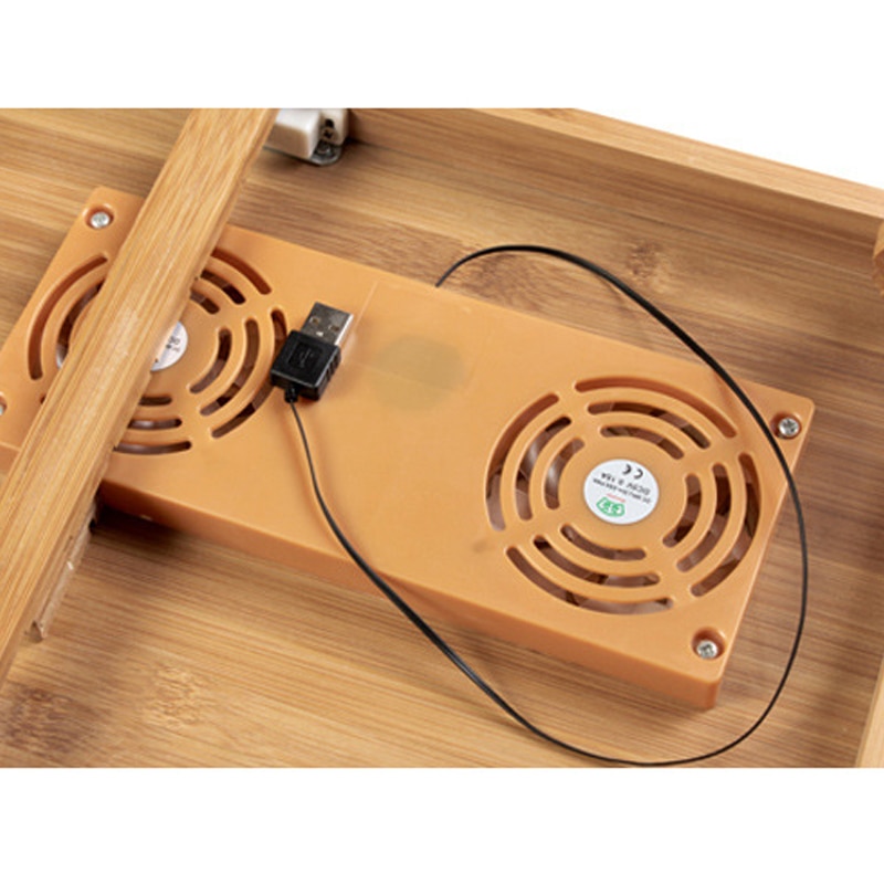 Wood Laptop Table Foldable Desk with Cooling Fan