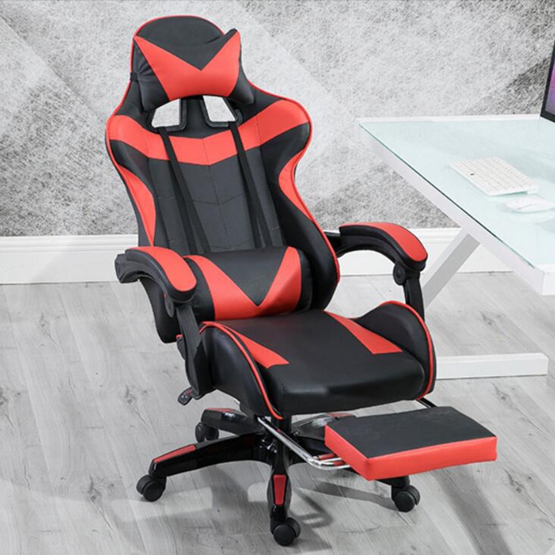 Ergonomic Gaming Chair Leather Seat with Foot Rest