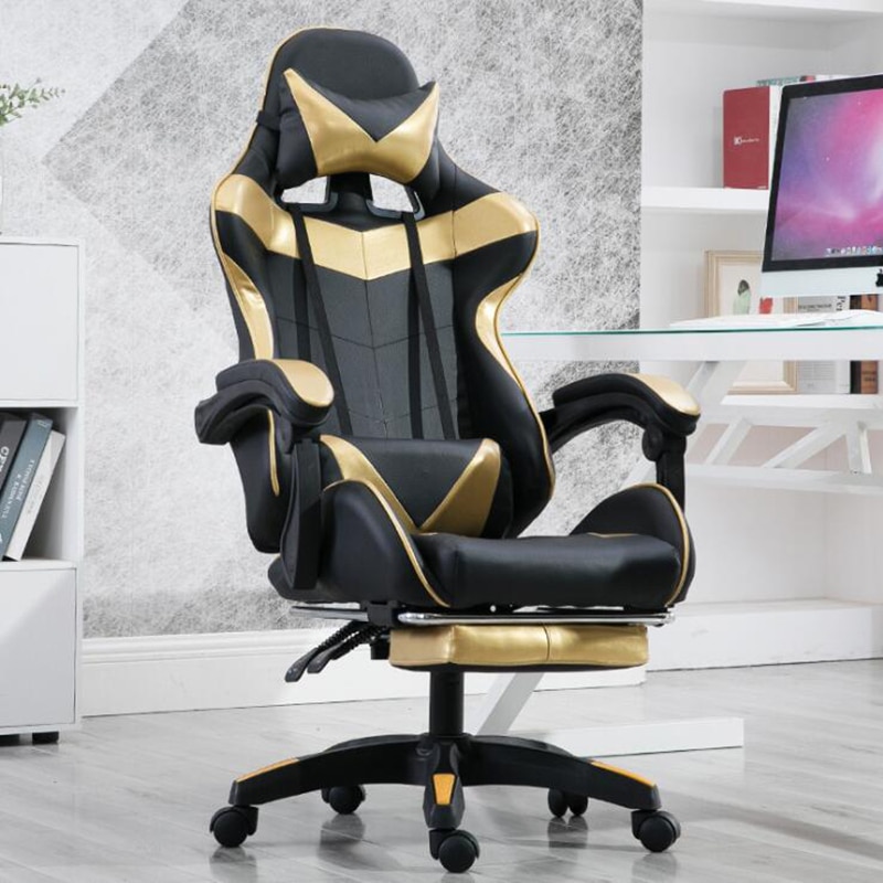 Ergonomic Gaming Chair Leather Seat with Foot Rest