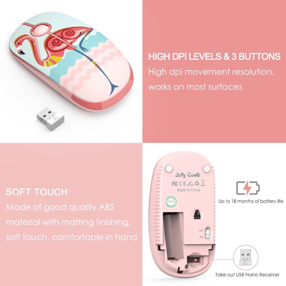 Wireless Computer Mouse Noiseless Button