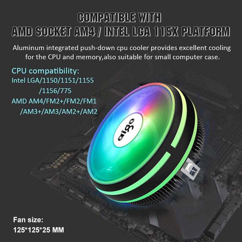 CPU Air Cooler Computer LED Fan