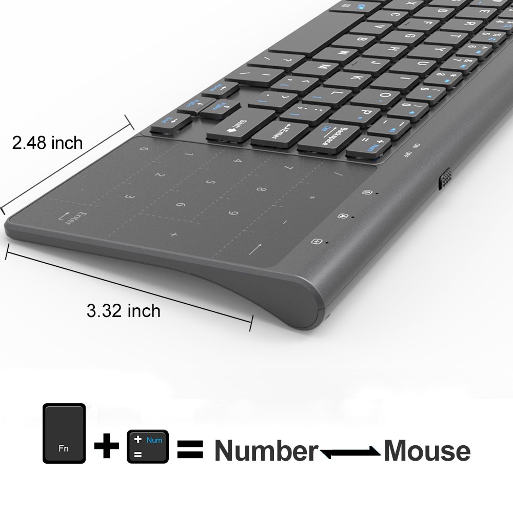 Small Wireless Keyboard Numeric Touchpad